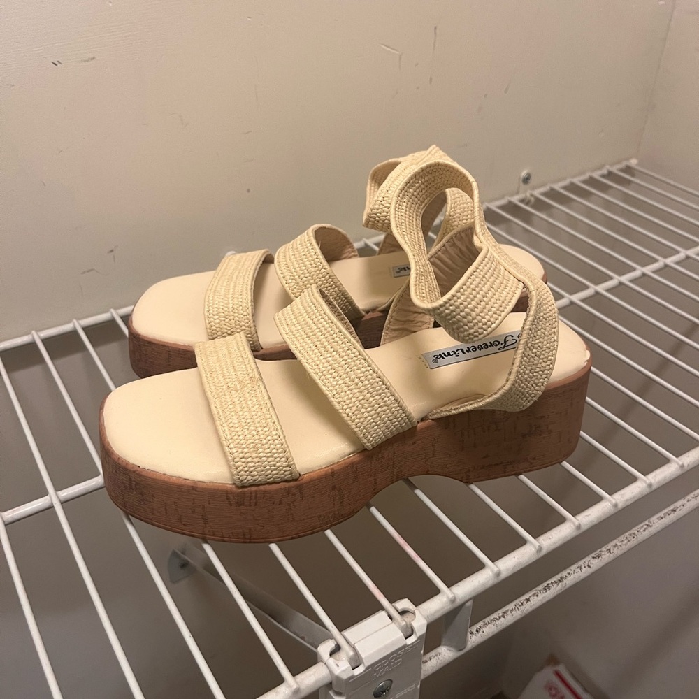 Forever Link Cream and Brown Platform Sandals